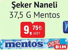 MENTOS ŞEKER NANELİ 37,5 G